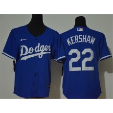 MLB Los Angeles Dodgers #22 Clayton Kershaw Royal Youth Nike Cool Base Jersey