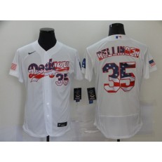 MLB Los Angeles Dodgers #35 Cody Bellinger White USA Flag Fashion Nike Flexbase Jersey