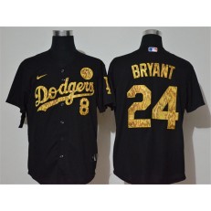 MLB Los Angeles Dodgers #8 & #24 Kobe Bryant Black Gold 2020 Nike KB Cool Base Jersey