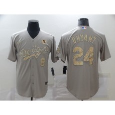 MLB Los Angeles Dodgers #8 & #24 Kobe Bryant Gray Gold 2020 Nike KB Cool Base Jersey