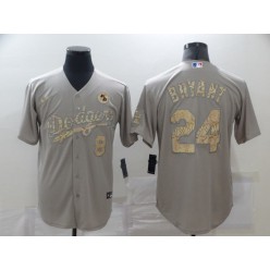 MLB Los Angeles Dodgers #8 & #24 Kobe Bryant Gray Gold 2020 Nike KB Cool Base Jersey