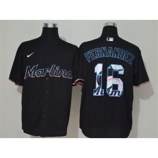 MLB Miami Marlins #16 Jose Fernandez Black 2020 Nike Cool Base Fashion Jersey