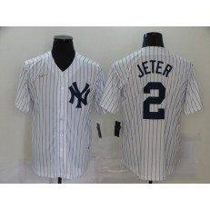 MLB New York Yankees #2 Derek Jeter White Nike Cool Base Jersey