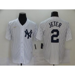 MLB New York Yankees #2 Derek Jeter White Nike Cool Base Jersey