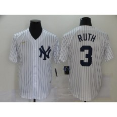 MLB New York Yankees #3 Babe Ruth White Nike Cool Base Jersey