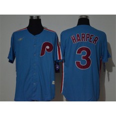 MLB Philadelphia Phillies #3 Bryce Harper Light Blue 2020 Nike Cooperstown Collection Jersey