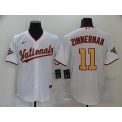 MLB Washington Nationals #11 Ryan Zimmerman White Gold Nike 2020 Gold Program Cool Base Jersey