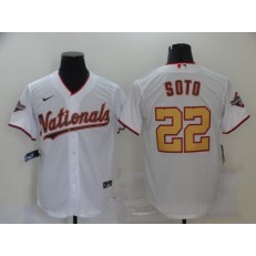 MLB Washington Nationals #22 Juan Soto White Gold Nike 2020 Gold Program Cool Base Jersey