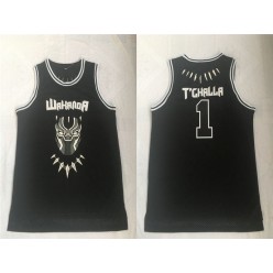 Black Panther #1 T'Challa Black Movie Basketball Jersey
