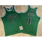 Chicago Bulls #1 Derrick Rose Green 2008-09 Hardwood Classics Jersey