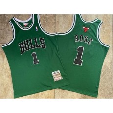 Chicago Bulls #1 Derrick Rose Green 2008-09 Hardwood Classics Jersey