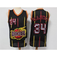 Houston Rockets #34 Hakeem Olajuwon Black Hardwood Classics Jersey