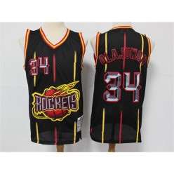 Houston Rockets #34 Hakeem Olajuwon Black Hardwood Classics Jersey