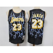 Los Angeles Lakers #23 Lebron James Black Hardwood Classics Lightning Limited Edition Jersey