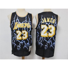 Los Angeles Lakers #23 Lebron James Black Hardwood Classics Lightning Limited Edition Jersey