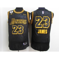 Los Angeles Lakers #23 Lebron James Black Mamba 2 Heart Gigi Patch Nike Swingman Jersey