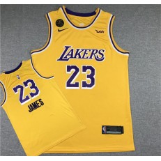 Los Angeles Lakers #23 Lebron James Yellow KB Nike Swingman Jersey