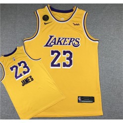 Los Angeles Lakers #23 Lebron James Yellow KB Nike Swingman Jersey