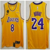 Los Angeles Lakers #24 Kobe Bryant Yellow KB Patch Swingman Jersey