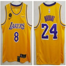 Los Angeles Lakers #24 Kobe Bryant Yellow KB Patch Swingman Jersey