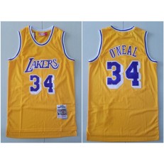 Los Angeles Lakers #34 Shaquille O'Neal Yellow 1996-97 Hardwood Classics Jersey