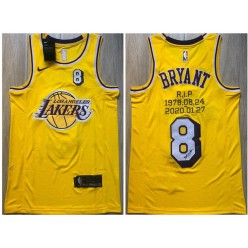 Los Angeles Lakers #8 Kobe Bryant Yellow R.I.P Signature Swingman Jersey