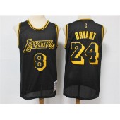 Los Angeles Lakers #8 & #24 Kobe Bryant Black 2020 Hardwood Classics Mesh Jersey