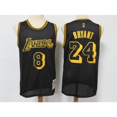 Los Angeles Lakers #8 & #24 Kobe Bryant Black 2020 Hardwood Classics Mesh Jersey