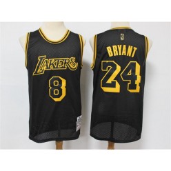 Los Angeles Lakers #8 & #24 Kobe Bryant Black 2020 Hardwood Classics Mesh Jersey