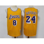 Los Angeles Lakers #8 & #24 Kobe Bryant Yellow 2020 Hardwood Classics Jersey