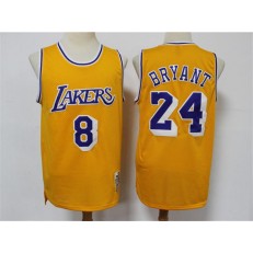 Los Angeles Lakers #8 & #24 Kobe Bryant Yellow 2020 Hardwood Classics Jersey