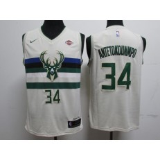 Milwaukee Bucks #34 Giannis Antetokounmpo White City Edition Swingman Jersey