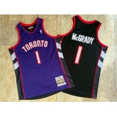 Toronto Raptors #1 Tracy McGrady Purple Black 1999-00 Hardwood Classics Jersey