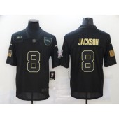 Baltimore Ravens #8 Lamar Jackson Black 2020 Salute To Service Limited Jersey