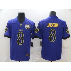 Baltimore Ravens #8 Lamar Jackson Purple Gold Vapor Untouchable Limited Jersey