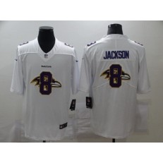 Baltimore Ravens #8 Lamar Jackson White Shadow Logo Limited Jersey