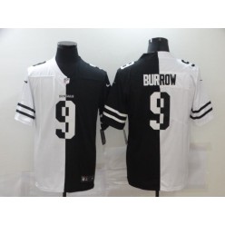 Cincinnati Bengals #9 Joe Burrow Black And White Split Vapor Untouchable Limited Jersey