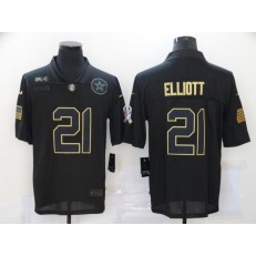 Dallas Cowboys #21 Ezekiel Elliott Black 2020 Salute To Service Limited Jersey