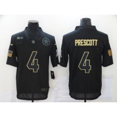 Dallas Cowboys #4 Dak Prescott Black 2020 Salute To Service Limited Jersey