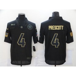 Dallas Cowboys #4 Dak Prescott Black 2020 Salute To Service Limited Jersey