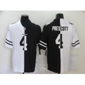 Dallas Cowboys #4 Dak Prescott Black And White Split Vapor Untouchable Limited Jersey