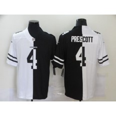 Dallas Cowboys #4 Dak Prescott Black And White Split Vapor Untouchable Limited Jersey