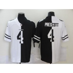 Dallas Cowboys #4 Dak Prescott Black And White Split Vapor Untouchable Limited Jersey