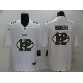 Green Bay Packers #12 Aaron Rodgers White Shadow Logo Limited Jersey