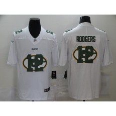 Green Bay Packers #12 Aaron Rodgers White Shadow Logo Limited Jersey