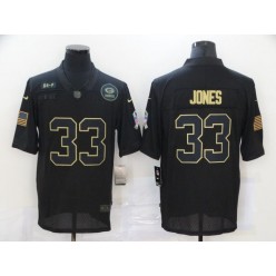 Green Bay Packers #33 Aaron Jones Black 2020 Salute To Service Limited Jersey