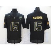 Kansas City Chiefs #15 Patrick Mahomes Black 2020 Salute To Service Limited Jersey