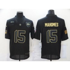 Kansas City Chiefs #15 Patrick Mahomes Black 2020 Salute To Service Limited Jersey