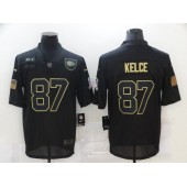 Kansas City Chiefs #87 Travis Kelce Black 2020 Salute To Service Limited Jersey