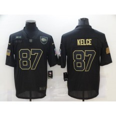 Kansas City Chiefs #87 Travis Kelce Black 2020 Salute To Service Limited Jersey